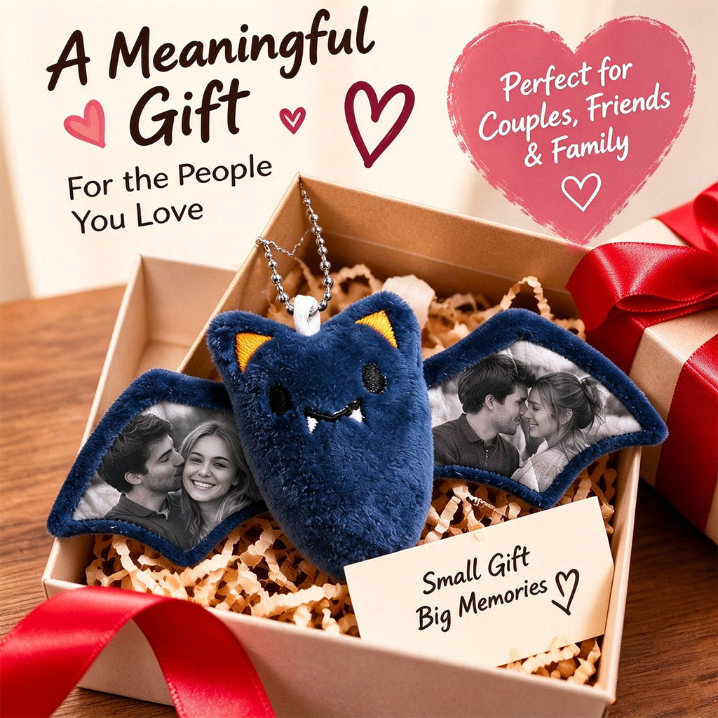 Llavero de peluche de murciélago con foto personalizada Adorno para bolsa de Navidad con foto personalizada