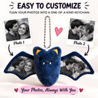 Llavero de peluche de murciélago con foto personalizada Adorno para bolsa de Navidad con foto personalizada