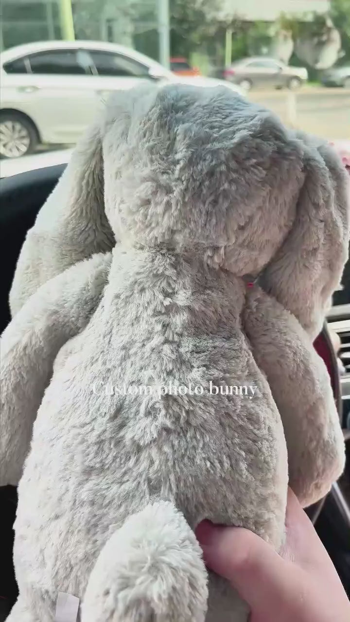 Peluche de conejito con foto personalizada, regalo con imagen oculta en la oreja para parejas, aniversario y Día de la Madre