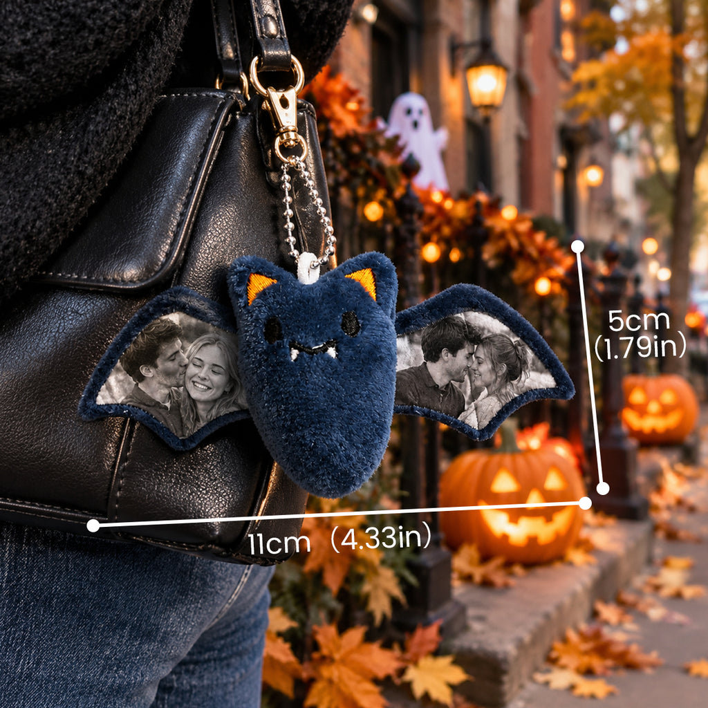 Llavero de peluche de murciélago con foto personalizada Adorno para bolsa de Navidad con foto personalizada